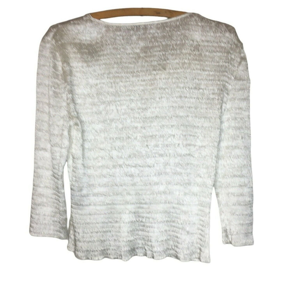 Sioni Womens Top Blouse White S Plisse Pleats Pucker Crinkled Textured Accordion - Picture 2 of 7